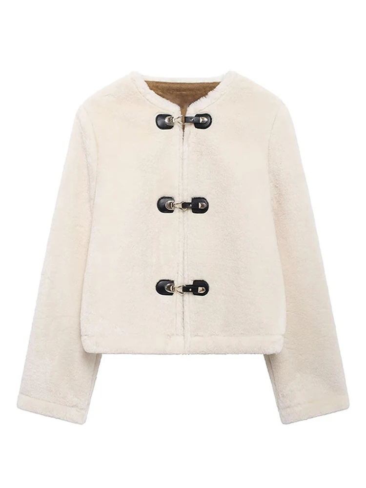 Плюшевое пальто с веревочным узлом женская двусторонняя куртка из