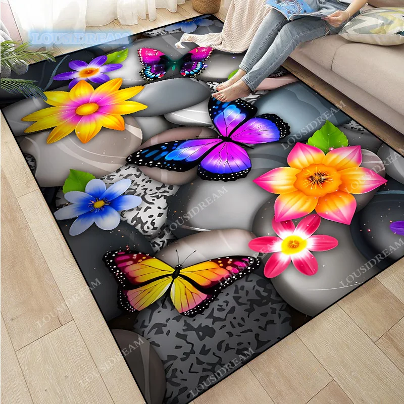 

Butterfly Carpet Bedroom Bedside Sofa Floor Mat Bathroom Area Door Mat Absorbent and Non slip Rugs room decor a1