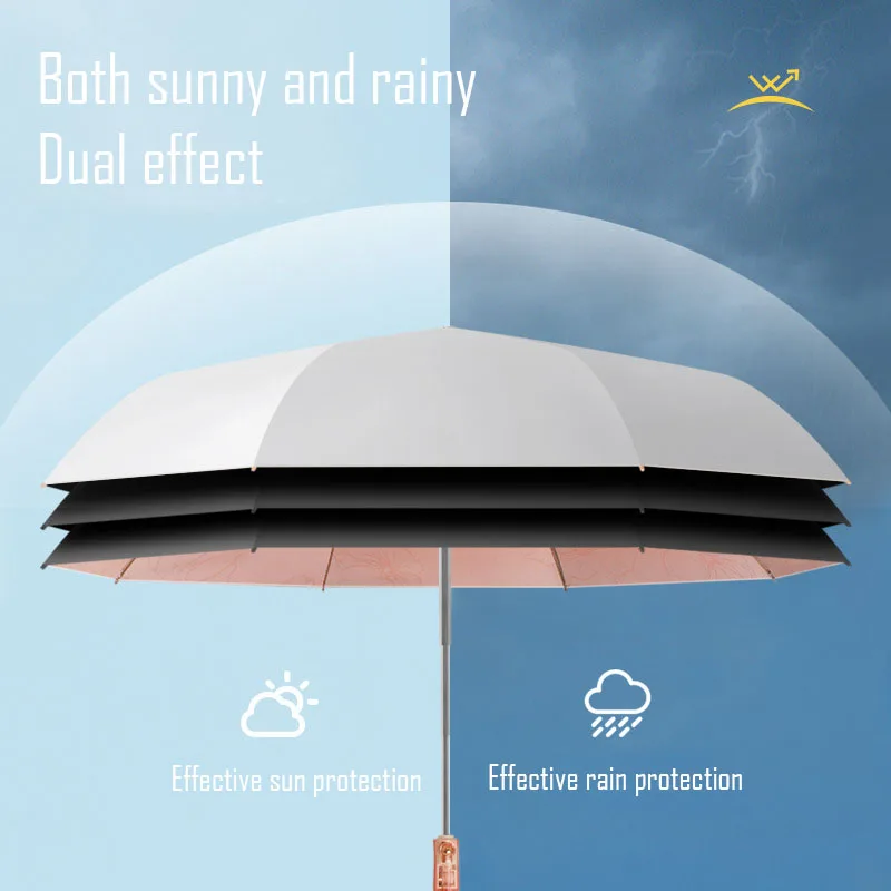 Фото Автоматическое 3-секционное UMBRELLA, титан, серебряное покрытие, волокно высокой плотности, градиент цвета, двойной процесс, дождь и погода, 8 бон №3