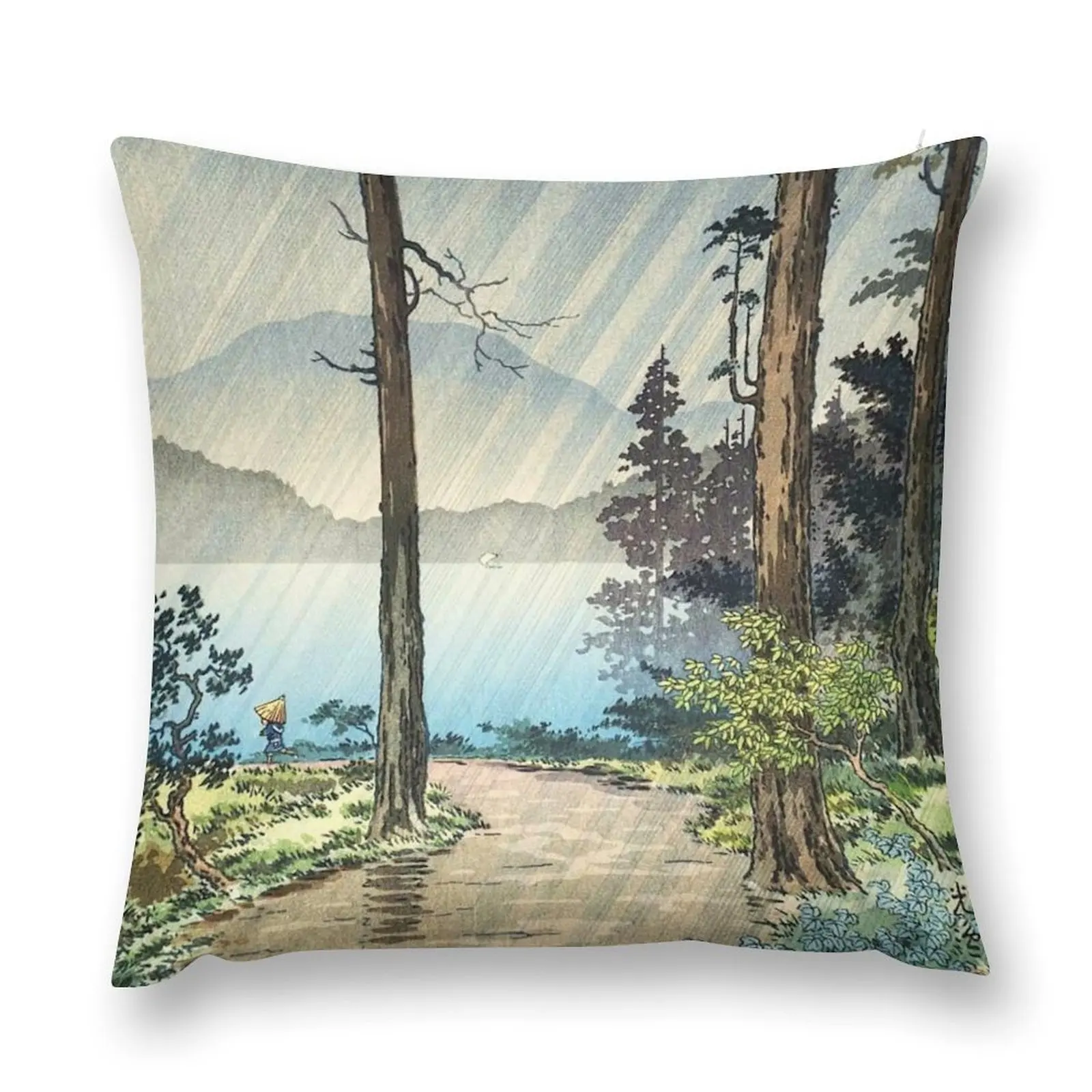 Подушка декоративная Tsuchiya Koitsu утренний дождь у Hakone новый год