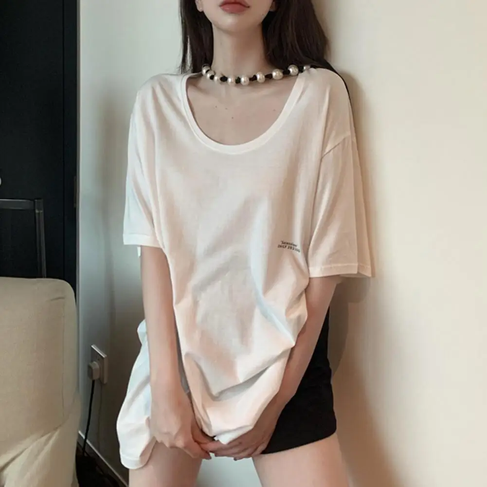 

Skin-touching Popular Casual Simple Women Pullover T-shirt Thin Oversized T-shirt Elastic Female Clothing