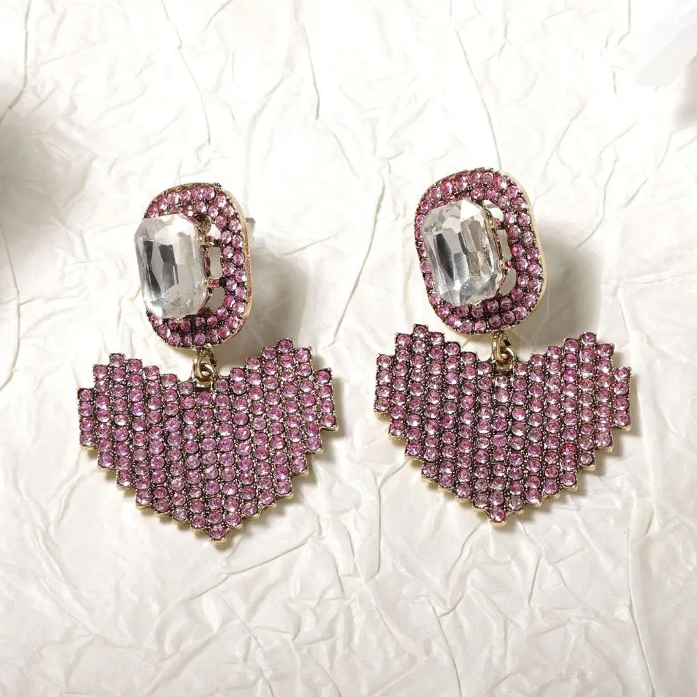 Элегантные серьги в форме сердца с блестящими стразами блестящие преувеличенные