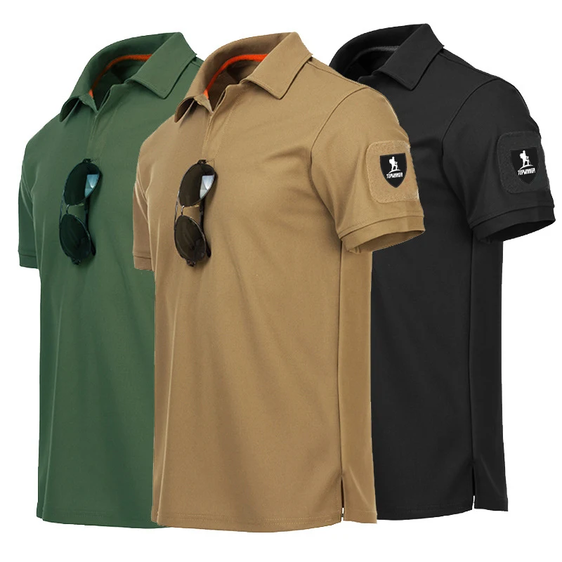 

Outdoor Breathable Men's Quick-drying Embroidered Polo Shirt Summer Customized Plus Size Military Tactical Flat Shoes Army T-shi