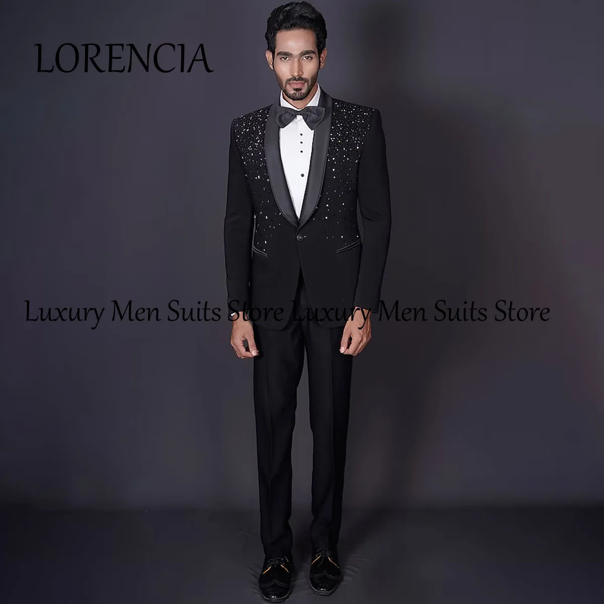 Блестящие официальные комплекты из 2 предметов бриллиантовые смокинги с