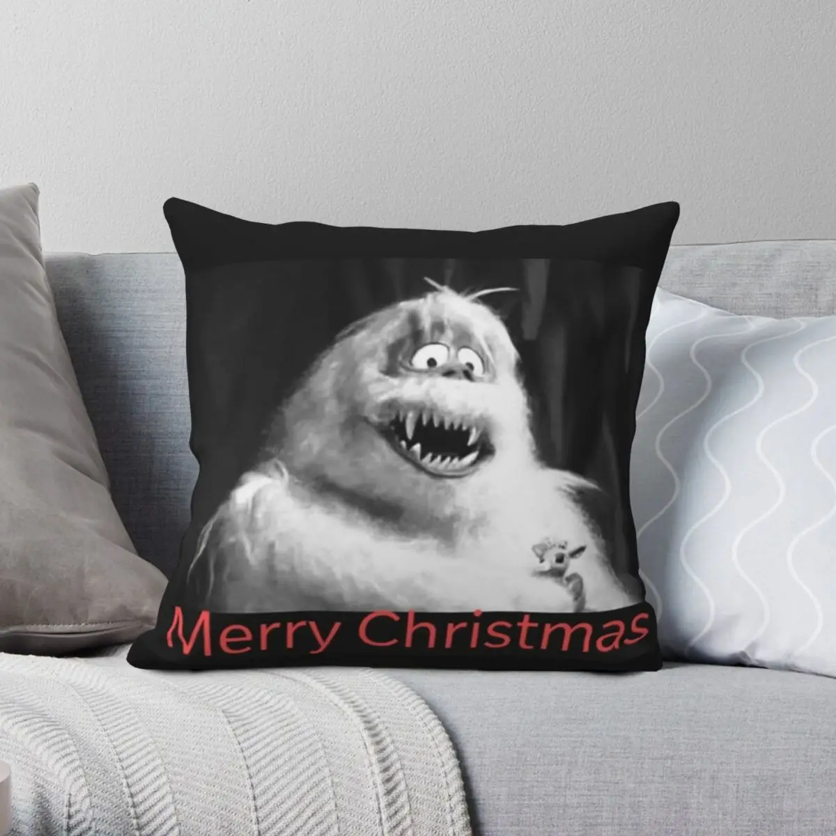 

Snow Monster Square Pillowcase Polyester Linen Velvet Pattern Zip Decor Pillow Case Sofa Seater Cushion Cover 45x45