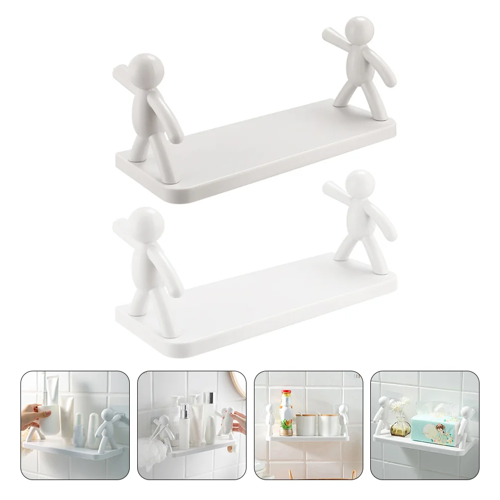 

2 Pcs Corner Figure Mount Shelves Open Shelf Pp Sundries Storage Racks Bathroom organizer