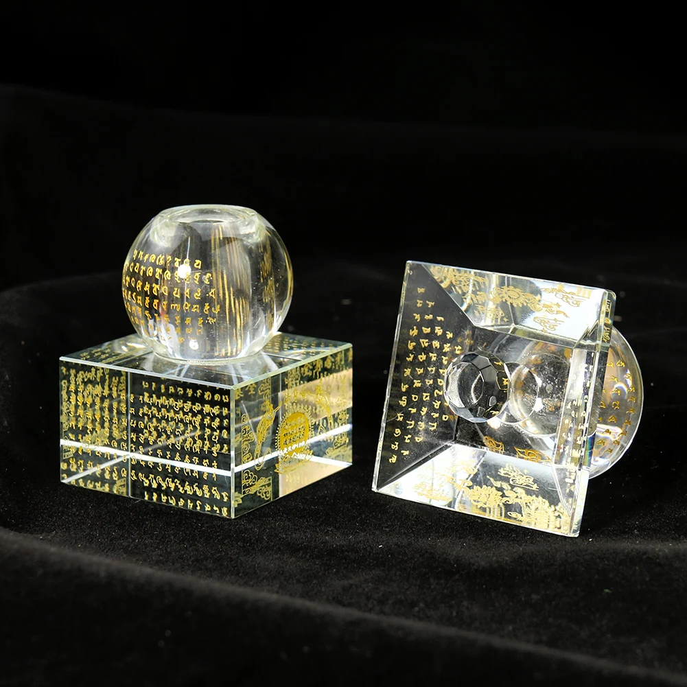 Хрустальное стекло лазерная резьба буддийские писания руна пятиэтажная ступа