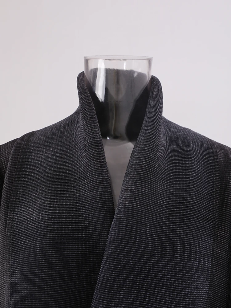 Женская длинная Плиссированная ветровка LANMREM с градиентом поясом и присборенной