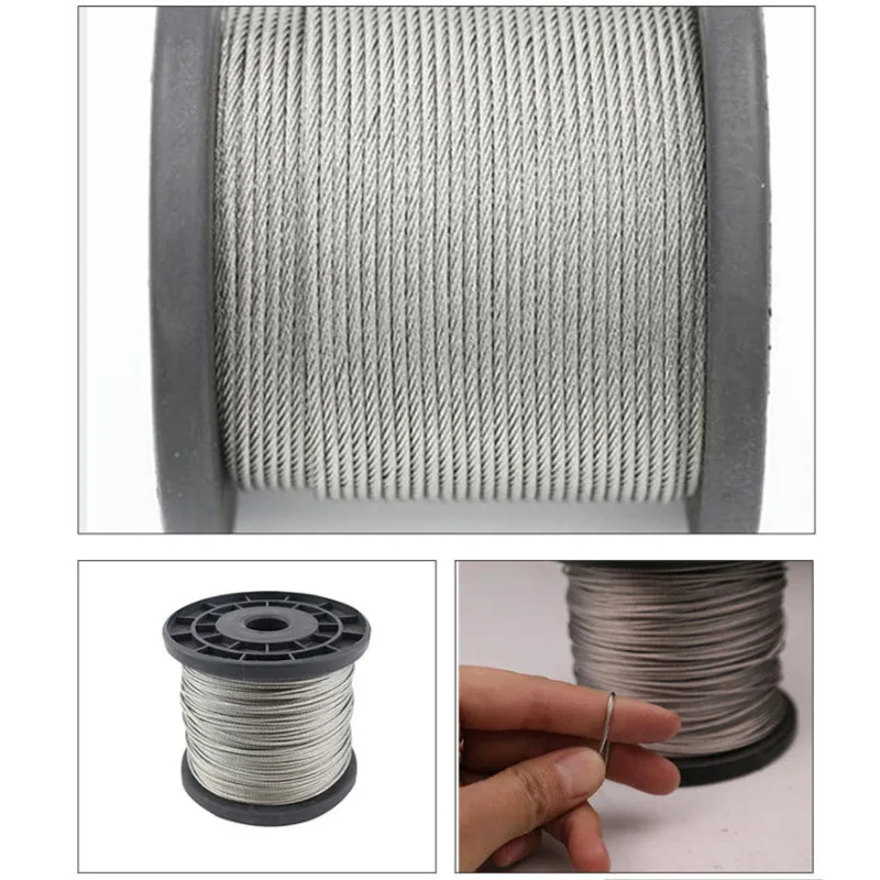 

1/10Meters 304 Stainless Steel Soft Thin Wire Rope Clothes Drying Ropes Clothesline Hanger Cable Rustproof Dia1.5-10mm
