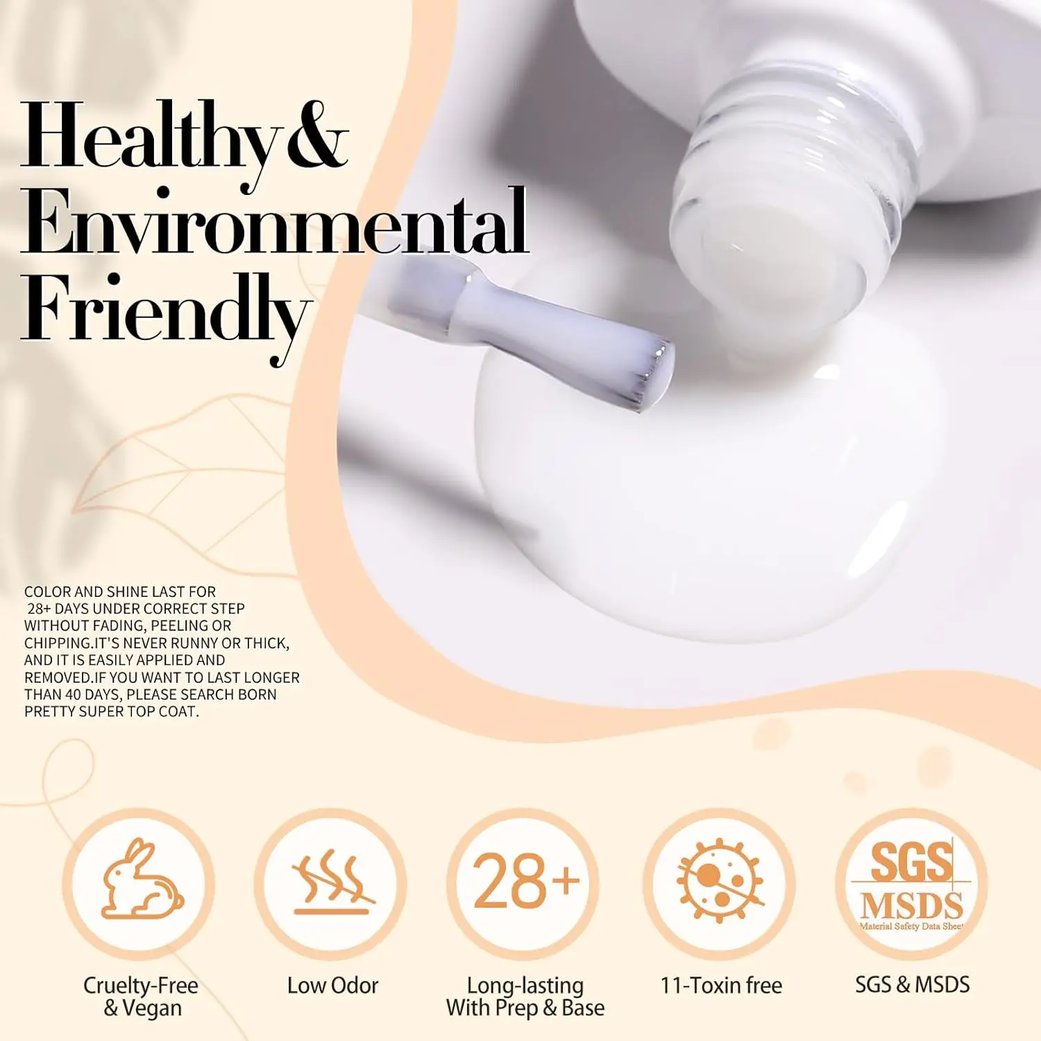 Гель-лак для ногтей BORN PRETTY молочный белый прозрачный 10 мл