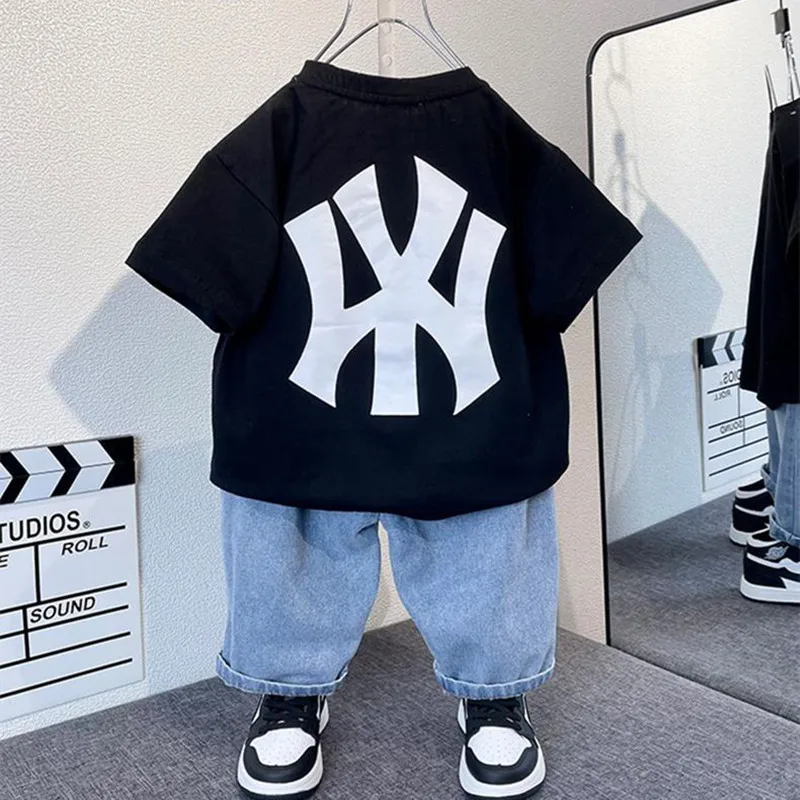 

Children's Clothing Set Summer Boys' Short Sleeve T-shirt Pants 2-Piece Fashion Casual Baby Cool and Handsome Clothing