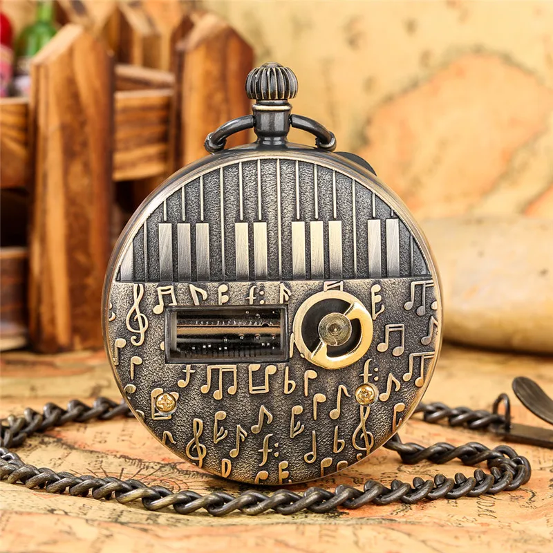 Vintage Playing Song Watch Magic Academy Music Men Women Manual Quartz Pocket Watch FOB Chain Collectable Gift Timepiece reloj