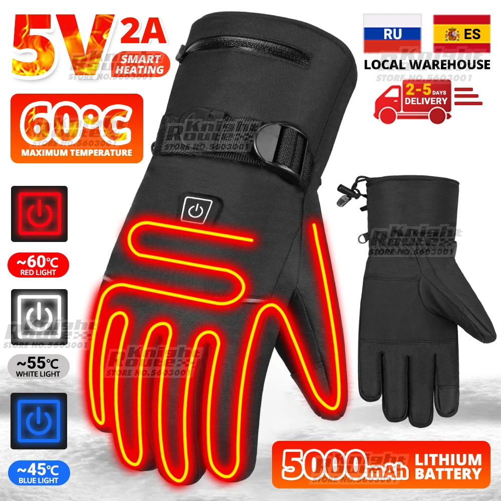 

Heated Gloves Thermal Women Men USB Electric Heating Gloves Skiing Motorcycle Water-resistant Warm Cycling Gloves Winter Thermal