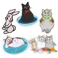 20pcslot large luxury embroidery patch fun cute animals kitty cat clothing decoration accessory diy iron heat transfer applique