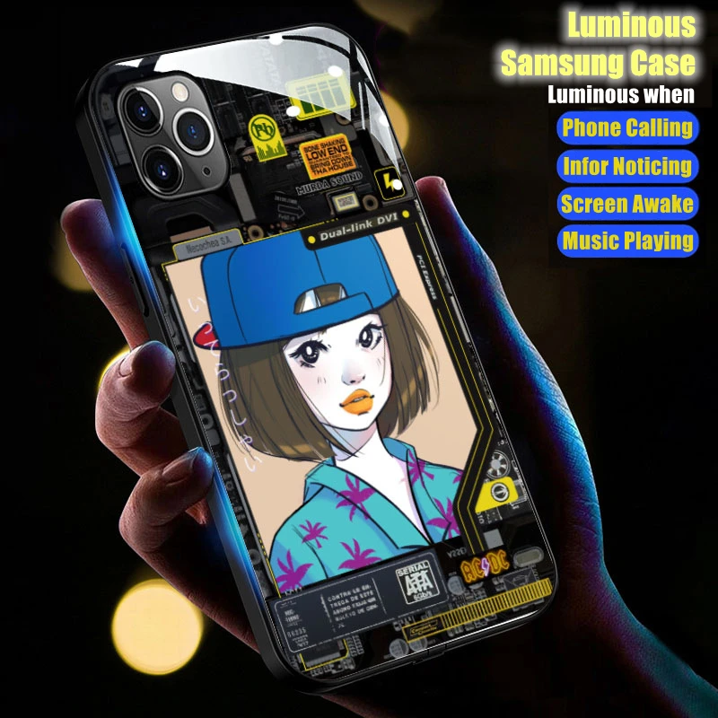 

Модный светящийся чехол для телефона с аниме для iPhone 12, 13, 14 Pro Max, Samsung S21, S22 Plus, аксессуары для клубной вечеринки, для трендеров