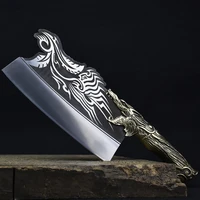 longquan kitchen knife copper handle handmade forged 8 inch sharp butcher cleaver chopper chinese chef knife meat poultry tools
