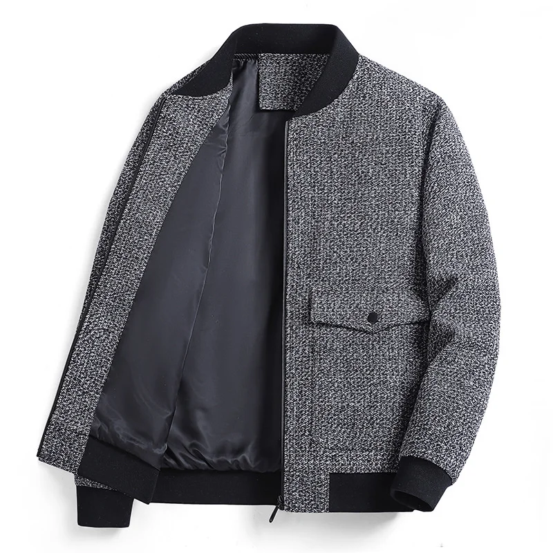 

Fashion Men's Baseball Collar Jacket Spring Autumn Woolen Casual Men's Zipper Coat Outdoor Street Trend Male Clothing Chaquetas