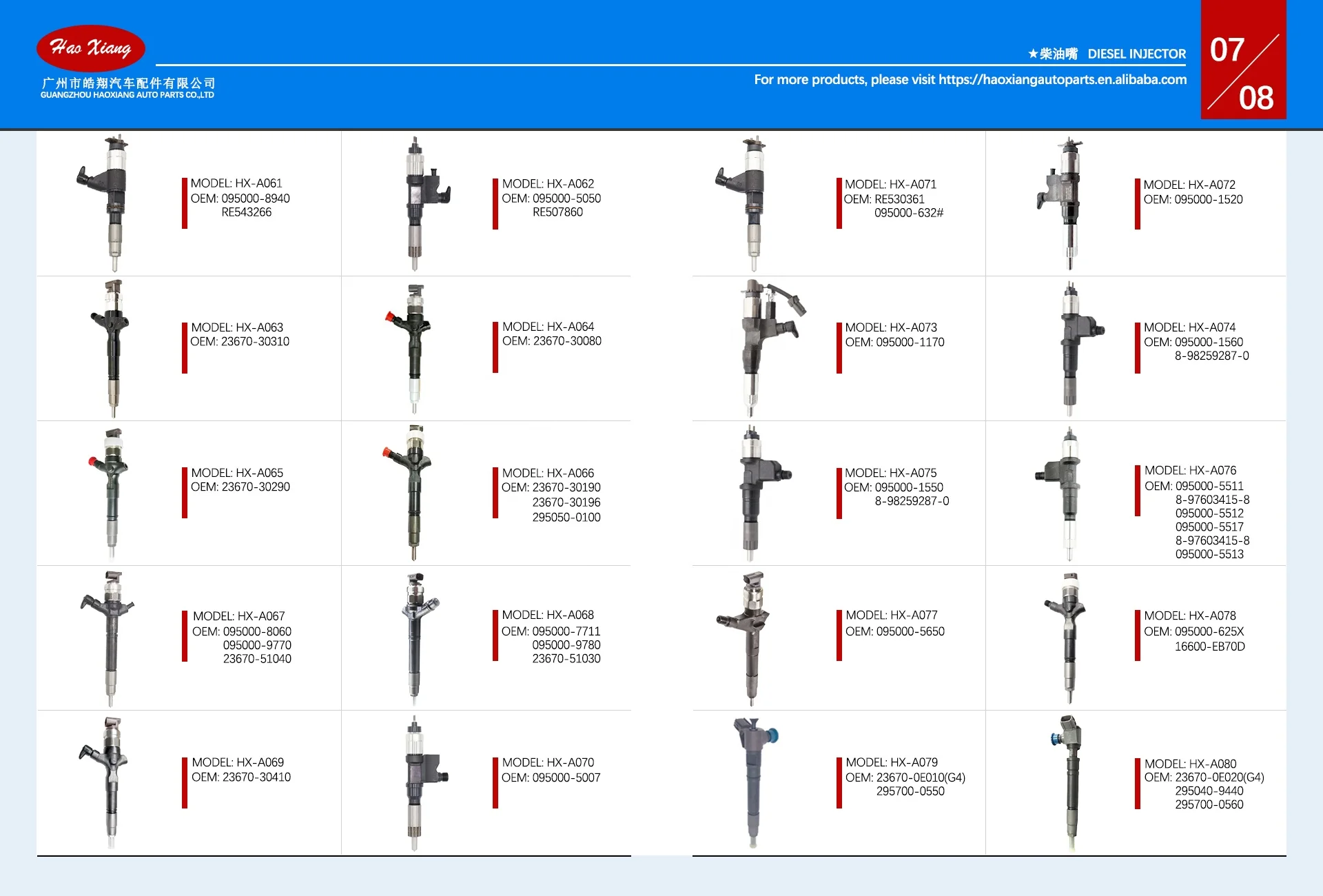 Дизельный топливный инжектор 23670-59025/23670-59035/23670-59036/23670-59037 для TOYOTA LAND CRUISER 1VD-FTV V8 D-4D