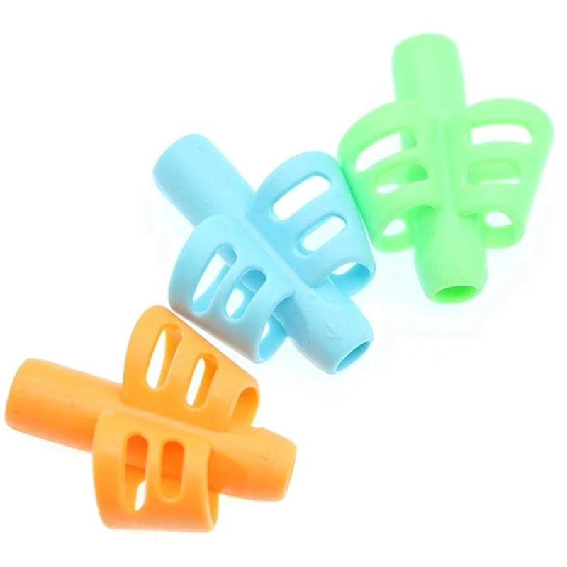 

3 Pcs Two-Finger Cots Holding Pen Posture Corrector Children's Writing Silicone Auxiliary Pen Holder