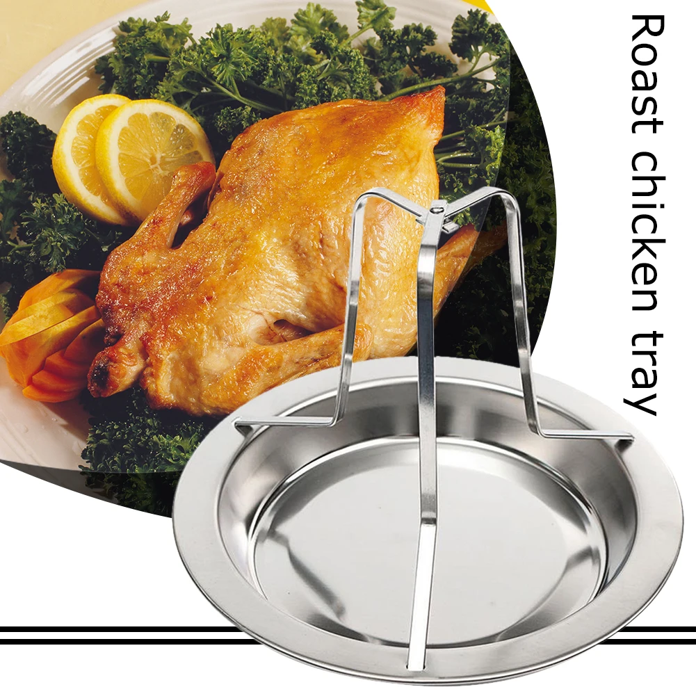 

Kitchen Steel Chicken Roaster Rack Plate Classic Colors and Simple Durable Design Non Stick for DIY BBQ Grill Stand Shelf