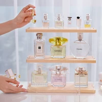 perfume storage rack dustproof transparent cosmetics perfume display stand acrylic solid wood dresser desktop storage 2 layers