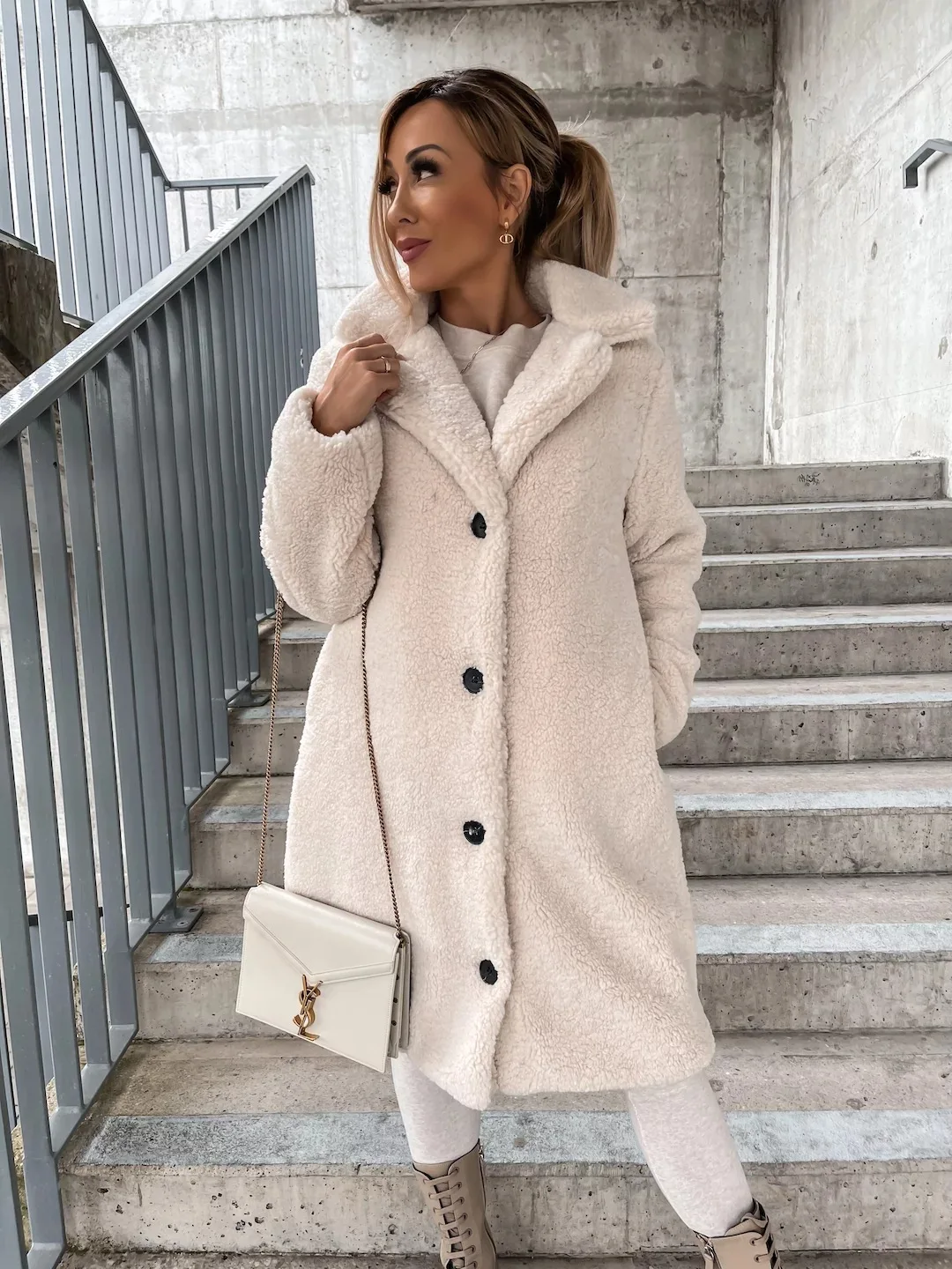 

Женское однобортное пальто-поло, теплое плюшевое шерстяное пальто с длинным рукавом и воротником-поло, уличная одежда, размеры 3x L-5XL, осень 2023