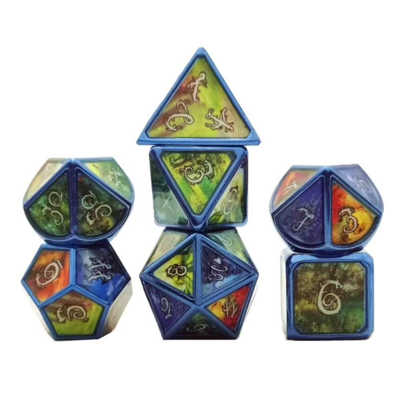 

7pcs Deluxe Metal Dice Polyhedral Board Game Dice Set for Friends Party RPG MTG D4 D6 D8 D10 D12 D20