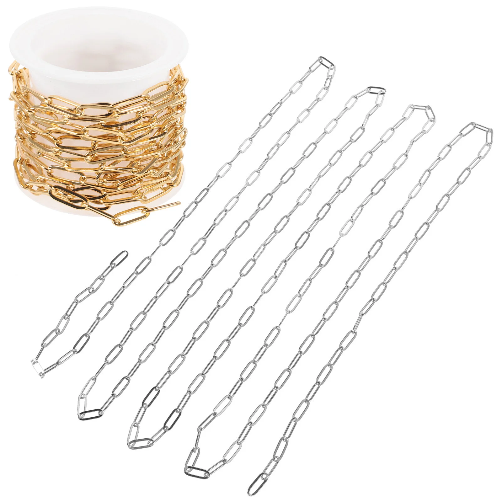 2 Pcs Snake Chain Rope Bracelets Paper Clip Jewelry Making Necklaces Gold Paperclip Stainless Steel Women