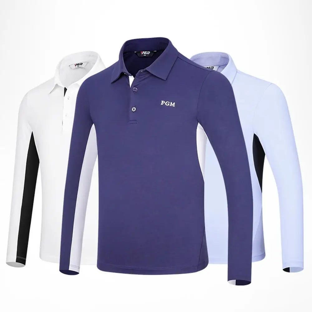 

PGM Kids Golf Long Sleeve T-shirt Fashion Lapel Breathable Tops Breathable Shirt For Outdoor Training Sports