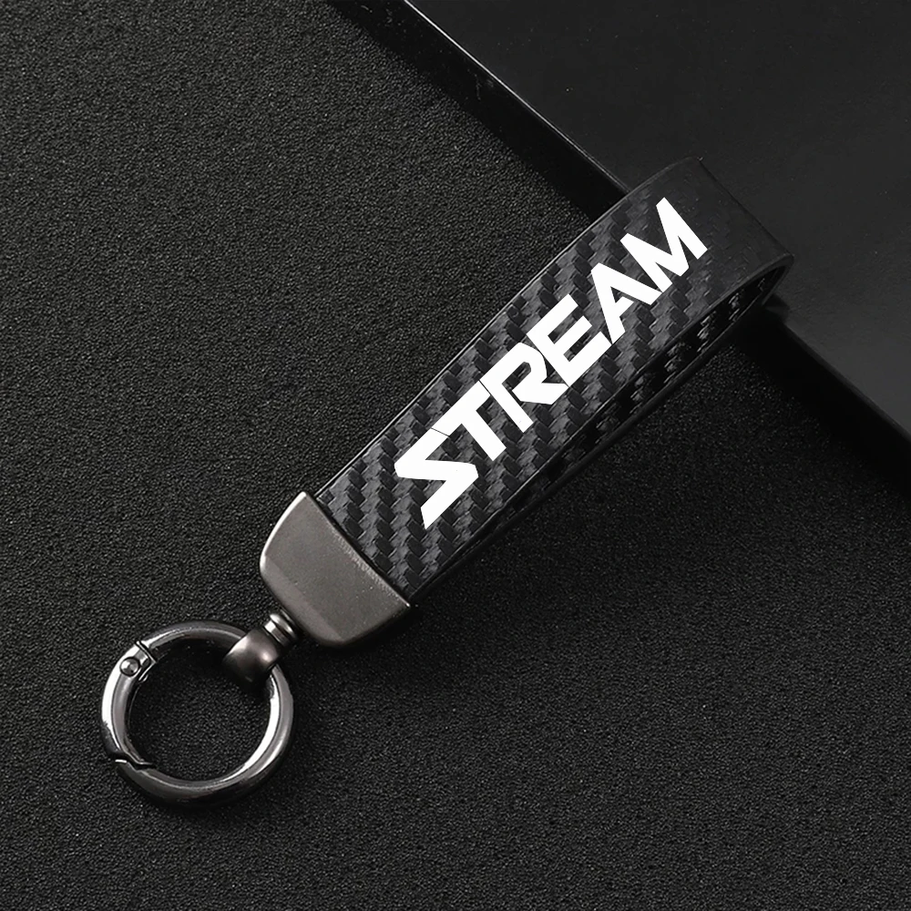 

For Honda Stream Car Carbon Fiber Stripe Leather Keyrings Key Strap Chain Premium Gift Auto Decoration Spare Styling Accessories