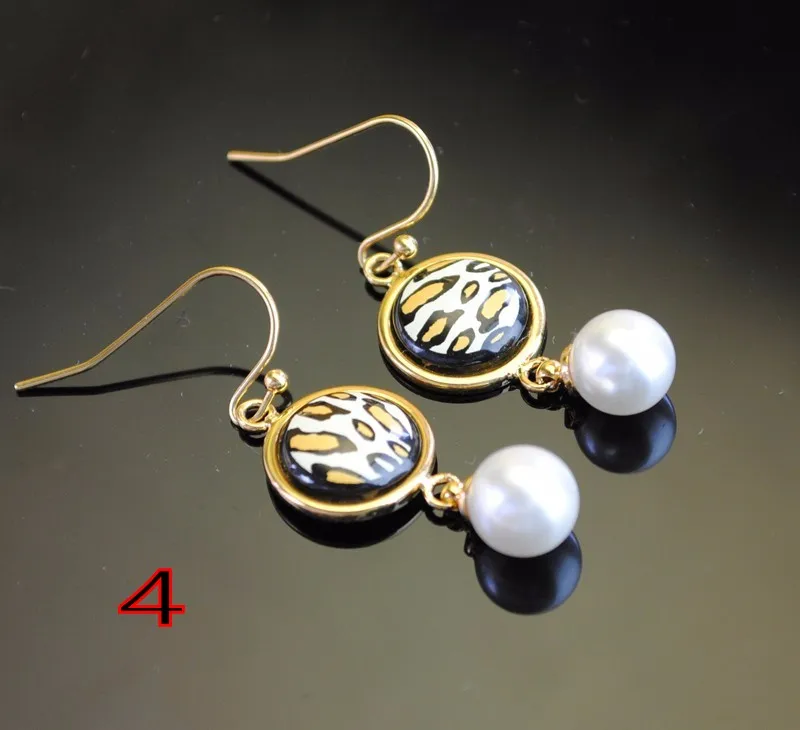 

European and American style authentic enamel color ear clip Cloisonne hand-painted enamel color plated 18K gold jewelry without