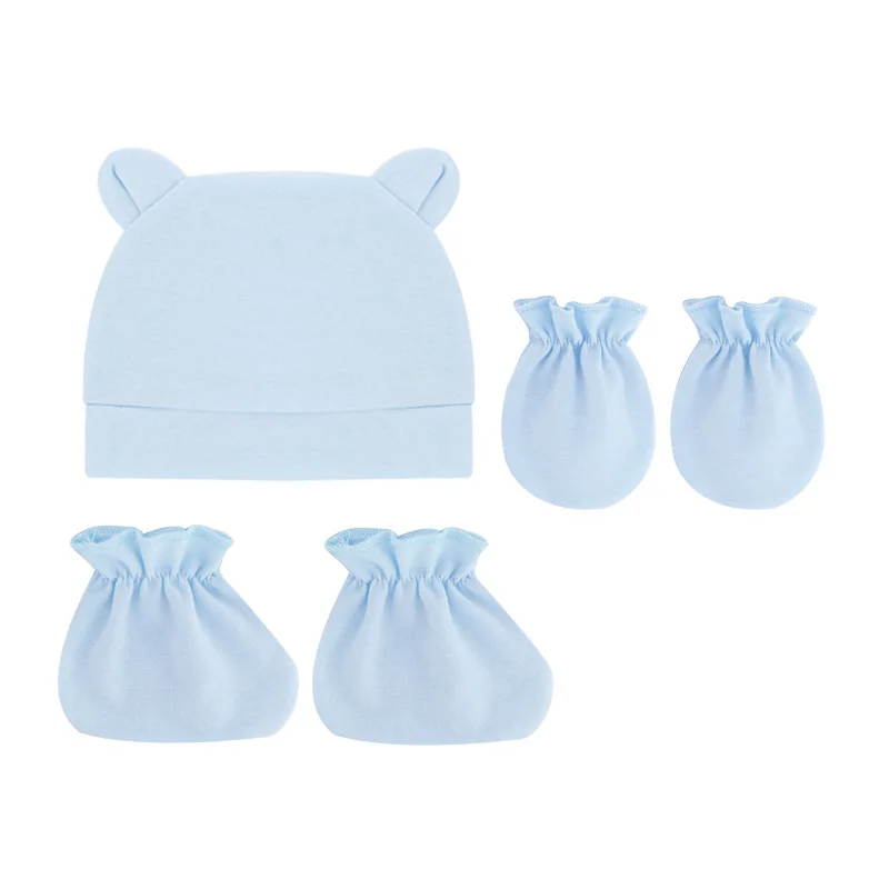 

5pcs/lot Newborn Baby Cotton Beanie Hospital Hat+Gloves+Socks Set Cotton Fall Casual Stretchy Infant Warm Cap Gloves Fashion