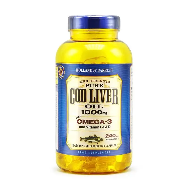 Cod Liver Oil 1000 mg Omega-3 and vitamin A & D 240 Capsules Free ...