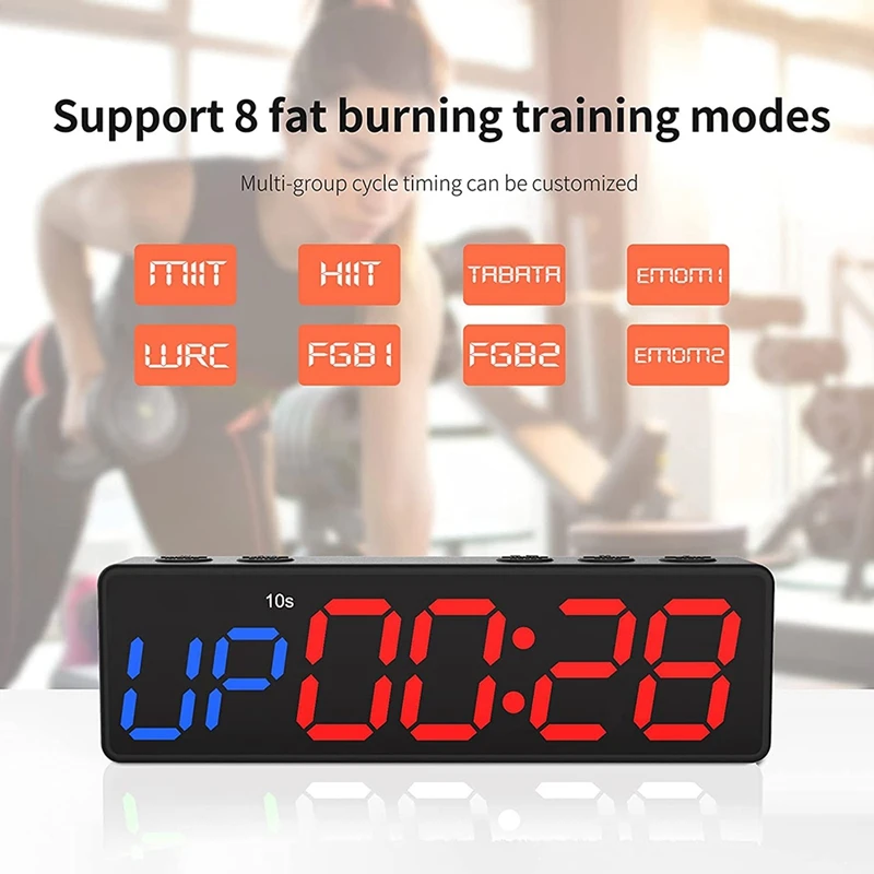 

Workout Clock With Battery, Portable Mini Gym Timer With Built-In Magnet For Home Gym, Programmable Countdown/Up Timer