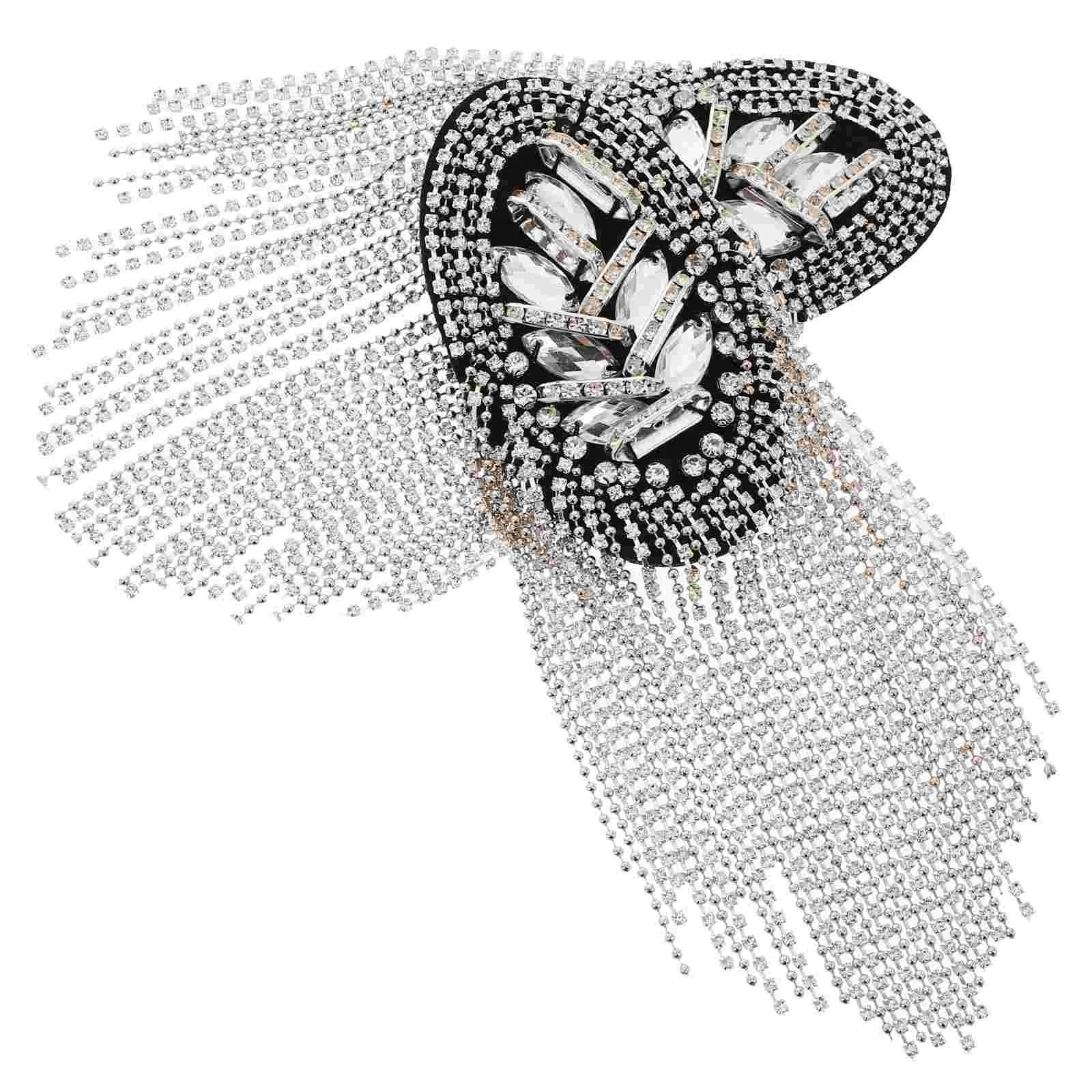 1 пара серебряных эполий с кисточками стразы наплечная доска костюм значок на