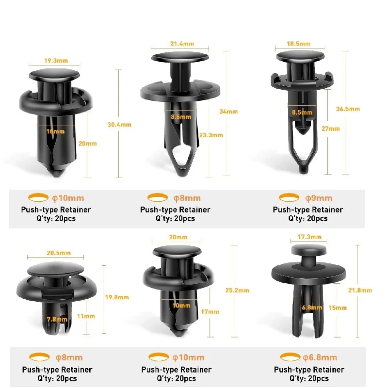 120/240 шт. пластиковые заклепки для бампера автомобиля