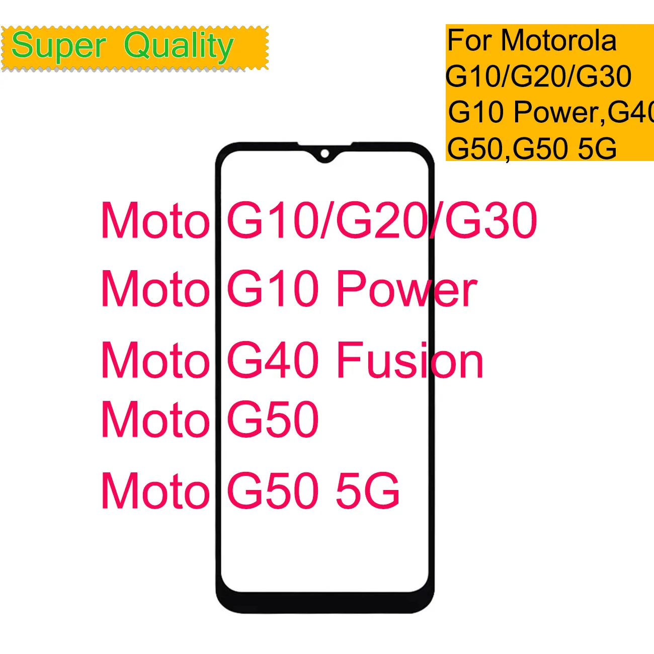 

For Motorola Moto G10 Power G20 G30 G50 5G Touch Screen Front Outer Glass Panel LCD Lens With OCA Glue Replacement