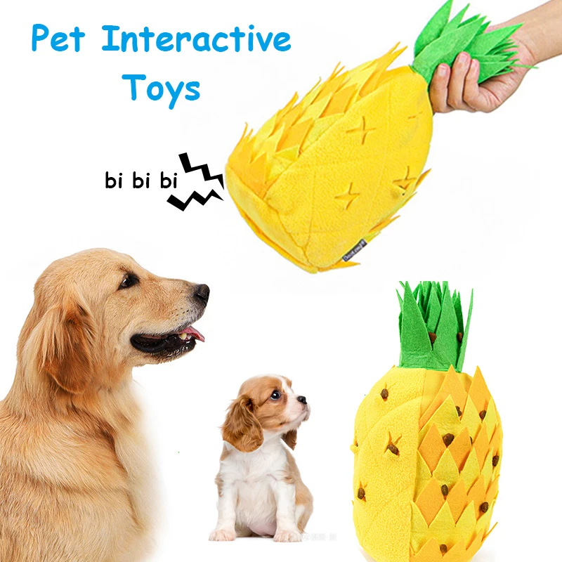 

Snuffle Dog Pineapple Toy Food Training Iq Plush Squeak Toy Slow Eating Bowl Mat Washable Treat Dispenser Interactive Puzzle