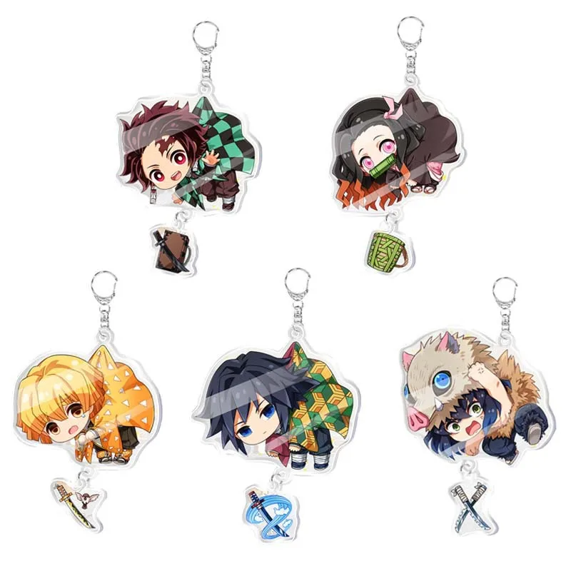 

Anime Peripheral Demon Slayer Kimetsu No Yaiba Acrylic Cartoon Character Keychain Double-sided Transparent Pendant Jewelry Gift