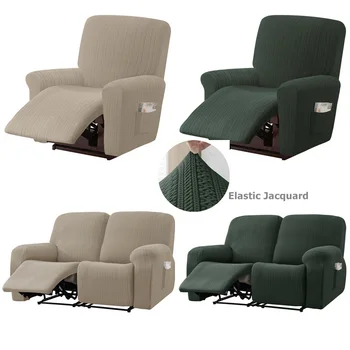 1/2 Seater Solid Color Recliner Sofa Covers Elastic Jacquard Armchair Cover Lazy Boy Stretch Massage Chair Slipcover Protector