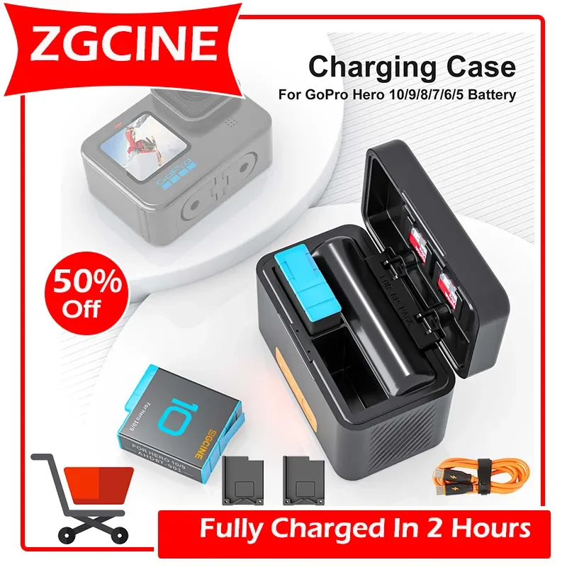 

NEW ZGCINE -G10 MINI 1750mAh bateria szybka ładowarka Box w/ładowanie Box Case Power Bank przechowywanie kart TF dla Hero 10