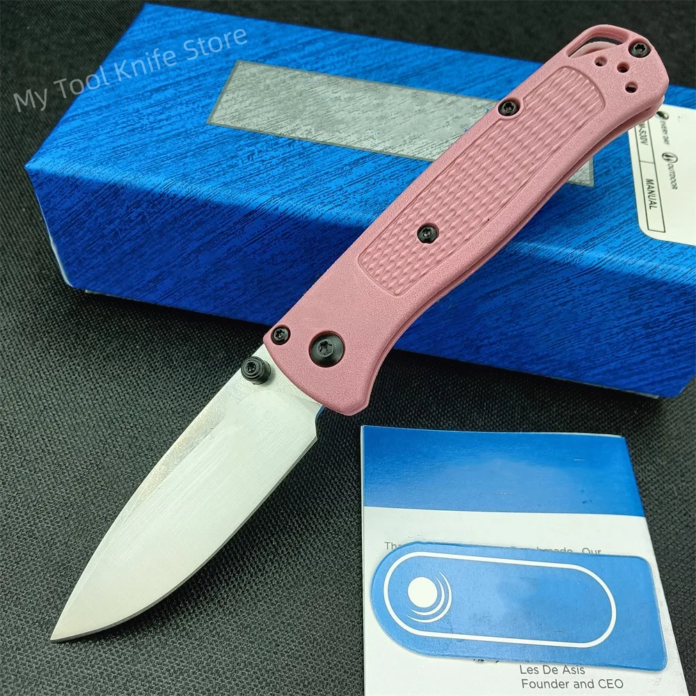 

BM (533BK-05) Pocket Folding Knife 2.82 "CPM-S30V Drop Point Blade Alpine Glow Pink Grivory Handle Outdoor Multi Tool Gift Box