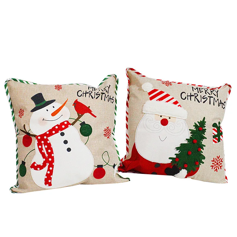

Christmas Pillow Covers 18x18,Holiday Decor Throw Pillows,Cotton Linen Winter Snowman Pillow Covers Cases Indoor Xmas Decor Home