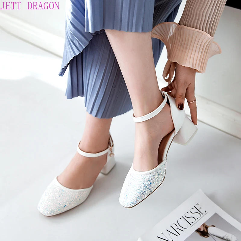 

Women Pumps Rhinestone Heels Classic Ladies High Heels Shoes Sandals Femme Bling Buckle Plus Size 32-43 Chaussures Mujer 2022