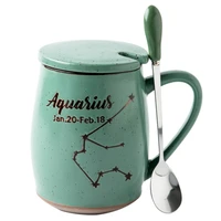 quality nordic green hand painted 12 constellation mugs ceramic tea mug with lid home coffee mug creative 450ml taza office cups