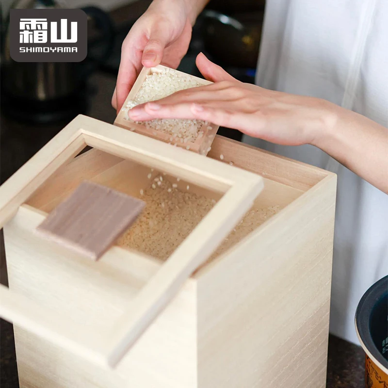 SHIMOYAMA большой контейнер для хранения риса деревянный еды с крышкой мерным