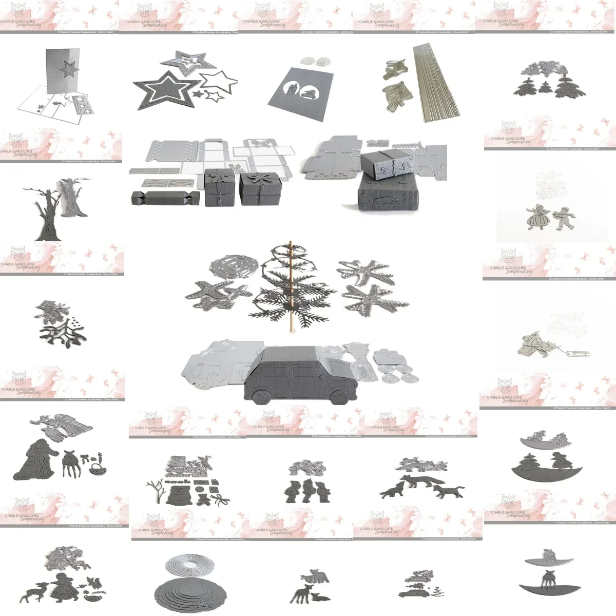 Подарочная коробка с изображением дерева Санта-Оленя панорамный рождественский