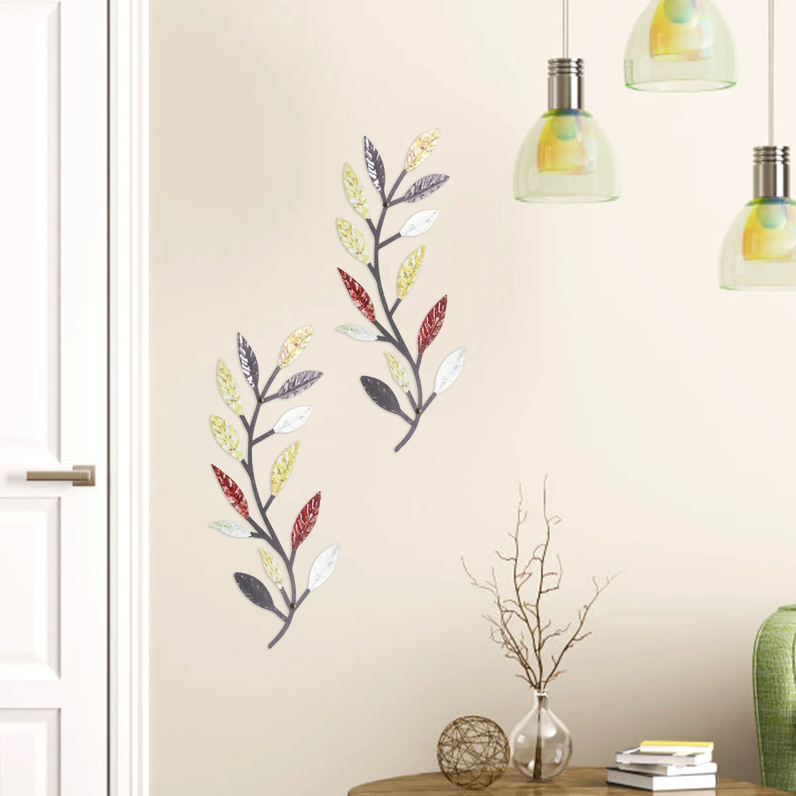 

2pcs Metal Leaves Wall Decorative Olive Branches Leaf Artworks for Bedroom