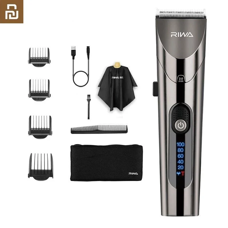 

Barber Razor RIWA Hair Clipper Professional Electric Trimmer for Men LED Screen Washable Rechargeable Men Strong Power SteelHead