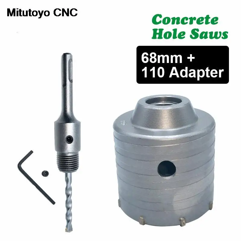 

1 Set SDS PLUS 68mm Concrete Hole Saw Electric Hollow Core Drill Bit Shank 110mm Cement Stone Wall Air Conditioner Alloy